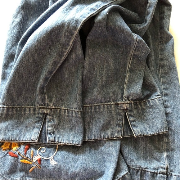 Classic Elements Women Denim Top Size 20-22W Embroidered Floral Bohemian - Picture 15 of 16